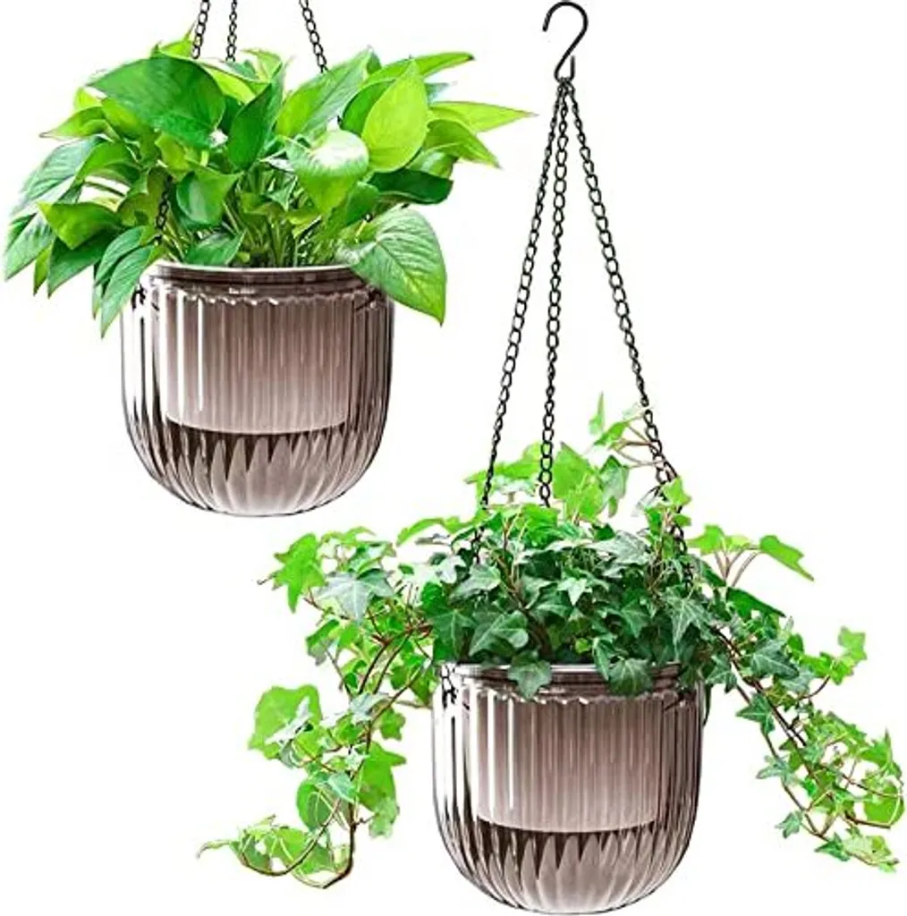 Melphoe Vasi Sospesi Grigio 16.5cm - Arredo Green Minimalista 2 Pezzi