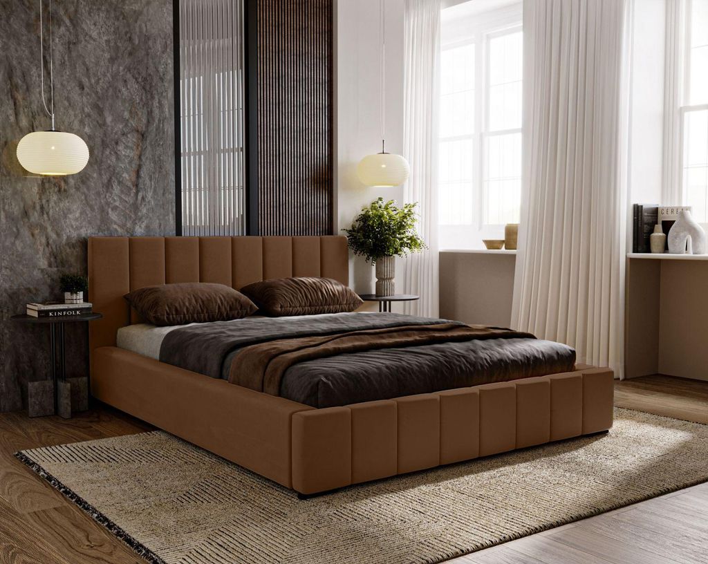 Doppelbett 160x200 mit Stauraum CULPEPER - braun