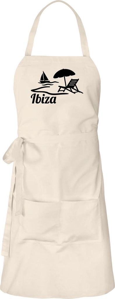 Huuraa Schürze Ibiza Spanien Natur mit Taschen Baumwolle Kochschürze Geschenkidee