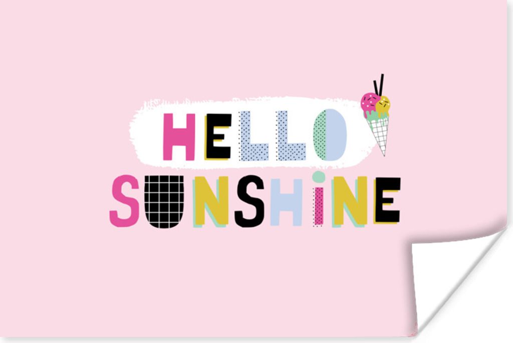 MuchoWow Poster Sommer - Eiscreme - Rosa 60x40 cm - Schlafzimmerdekoration
