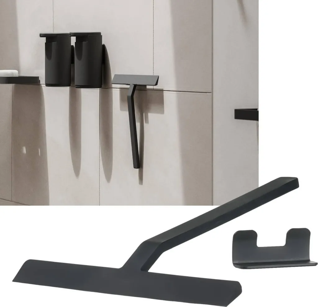 Zone Denmark Rim 14896 Raclette de Douche Noire avec Support 22 cm