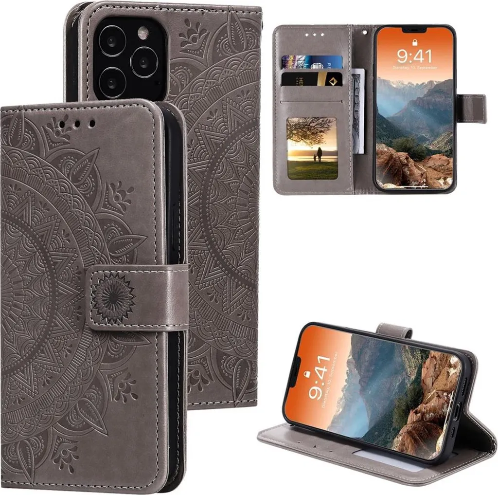 Custodia per Apple iPhone 12 Pro Max Custodia del telefono cellulare Flip Case Cover Borsa Mandala