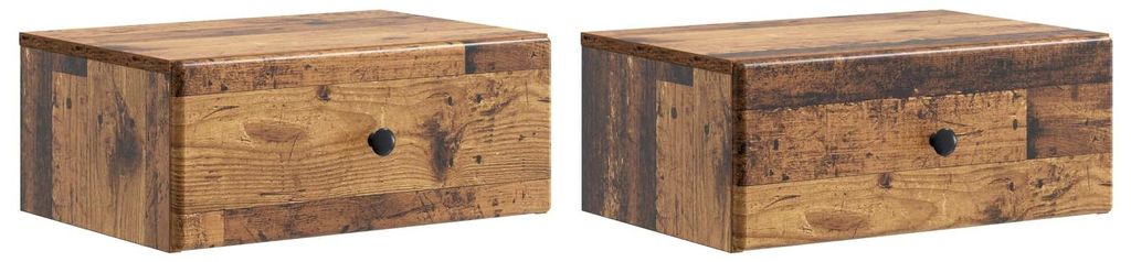 "2026 Moderne"Wandmontierter Nachttisch 2er-set elegantes Design - Nachtschrank - für Schlafzimmer - Altholz 49x34,5x20cm - Nachttische & -schrän...