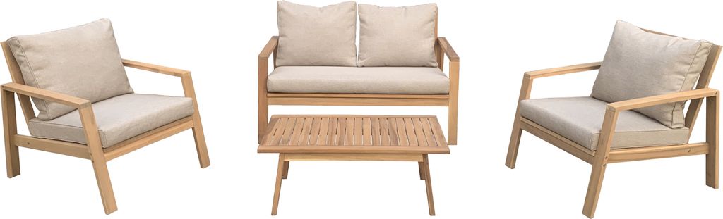 Gartenmöbel aus Akazienholz 4-Sitzer GILI - Kissen Sand