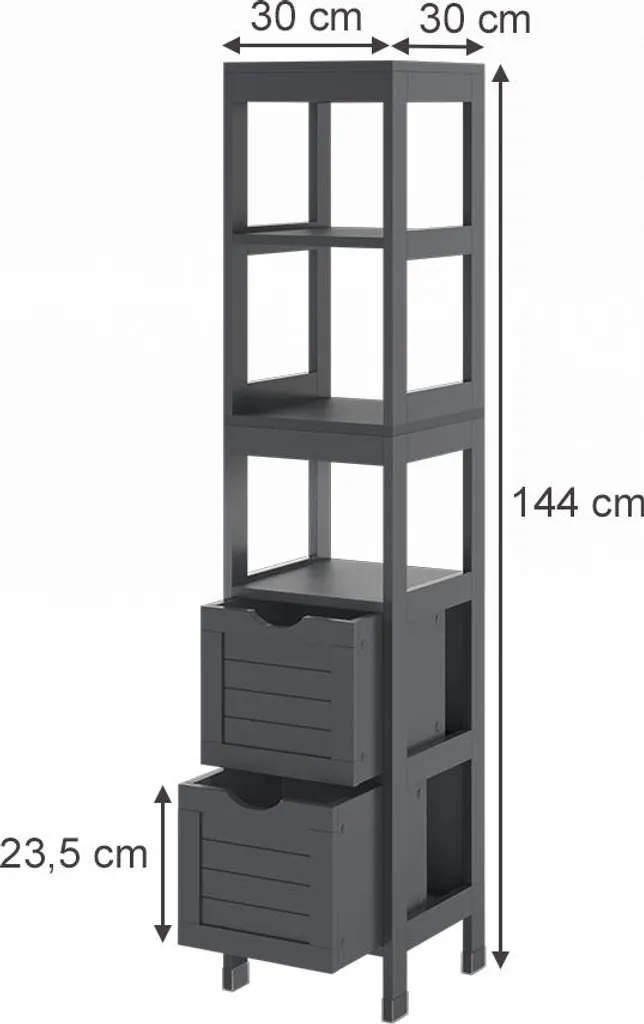 Meuble de rangement vertical de salle de bain gris anthracite Vilda