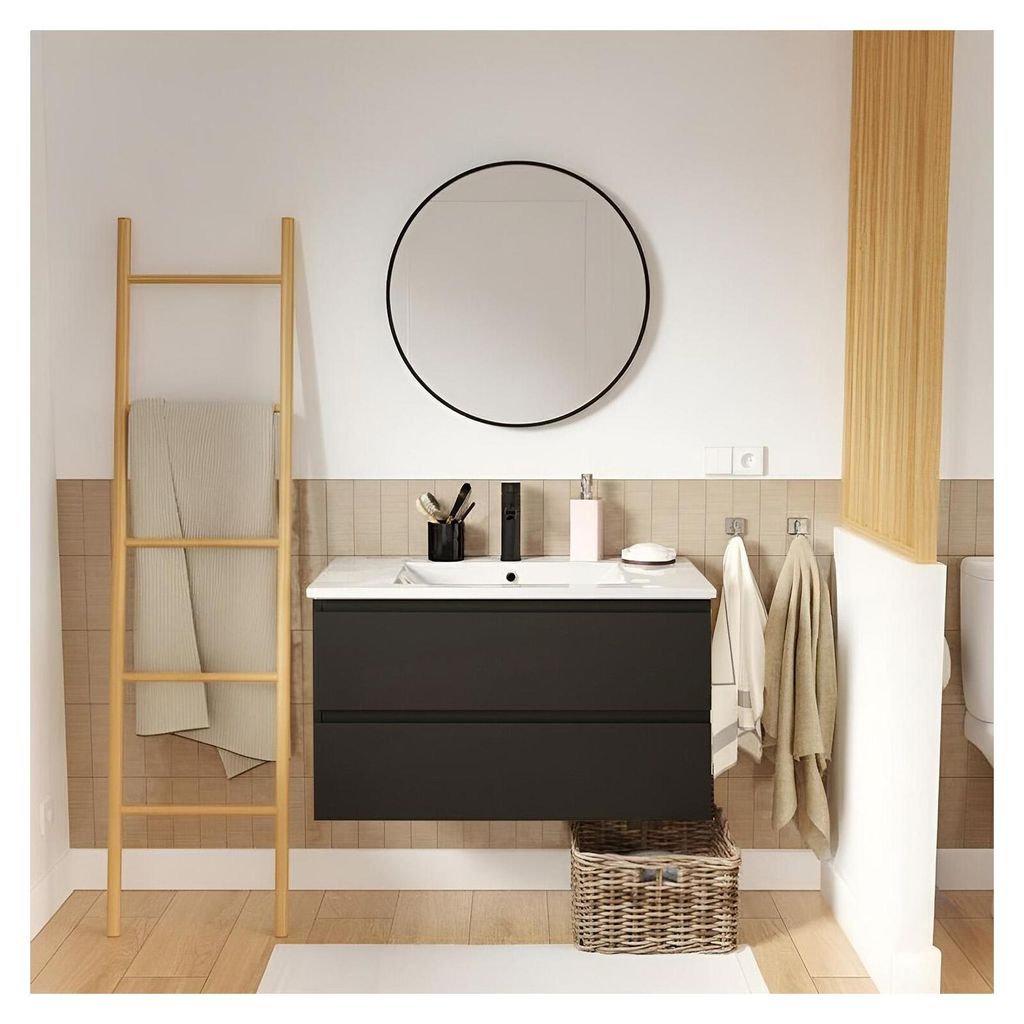 SORRENTO Waschtisch hängend 80cm Keramik-Becken Produktbild 