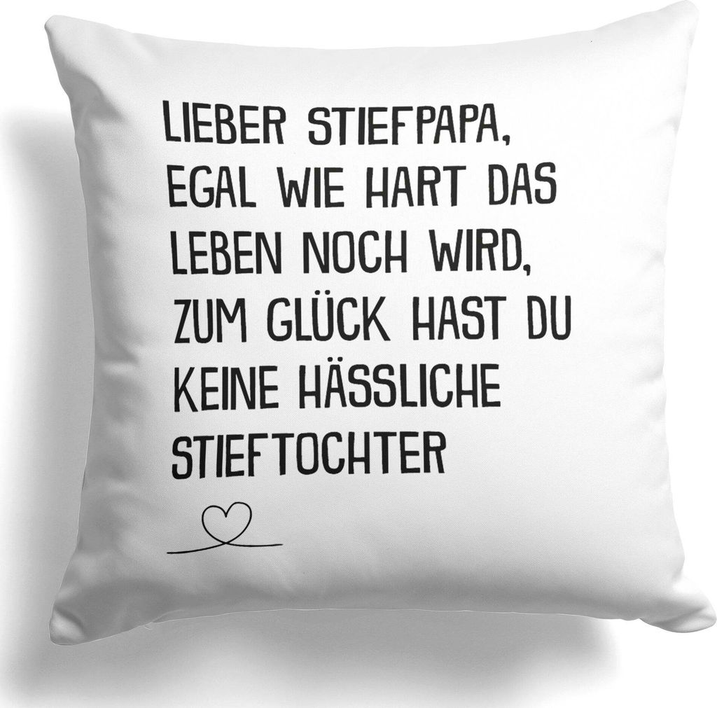 22Feels Stiefvater Geschenk von Stieftochter Vatertag Geburtstag Bonus Papa Stiefpapa Kissen Deko Männer Herrentag Dekoration Patchwork Wohnaccess...