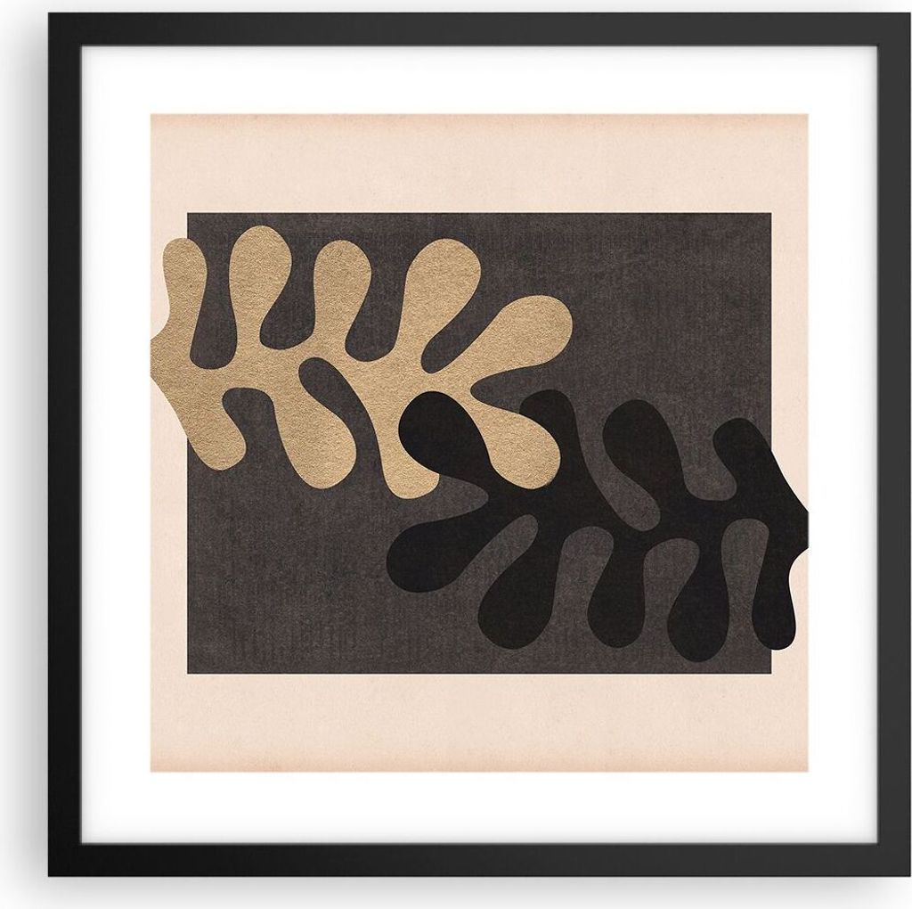 Gerahmtes Poster - Schwarzer Rahmen - Blätter Form Figur - 40x40 cm - Wand Bild - Wanddeko - Wandbilder - Kunstposter - Wandposter - Bilderrahmen ...