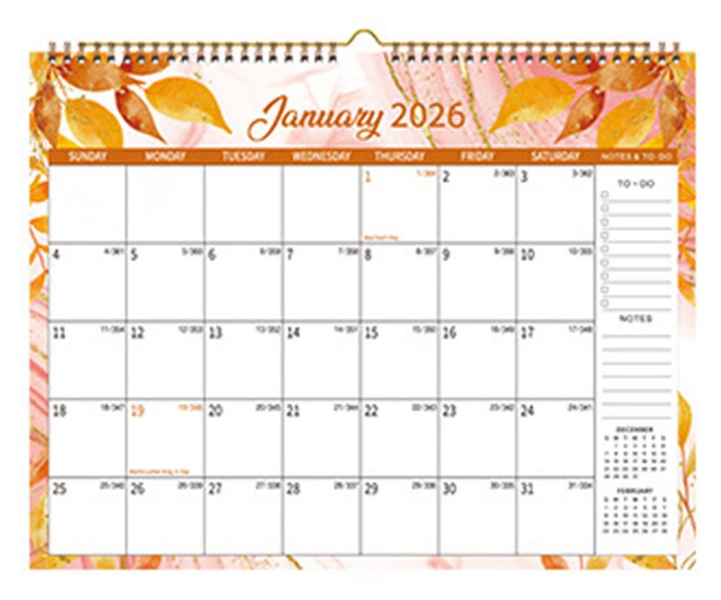 Wandkalender 2026, 35,5 x 28 cm (14" x 11"), großer Kalender mit Aufhängehaken, Januar 2026 – Dezember 2026, 12-Monats-Planer zur Organisation