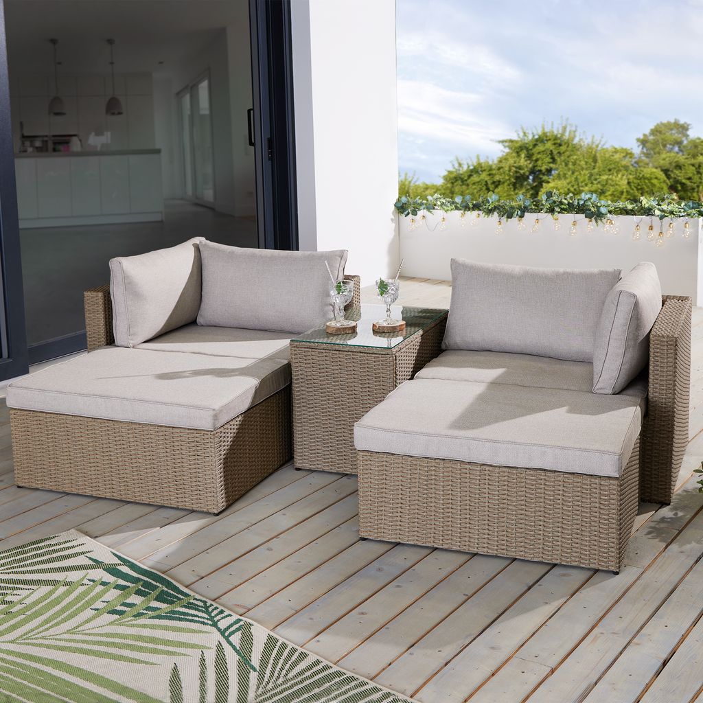 riess-ambiente Outdoor Gartenlounge Set XXL MODULAR natur Polyrattan Sitzgruppe wetterfest inkl. Kissen