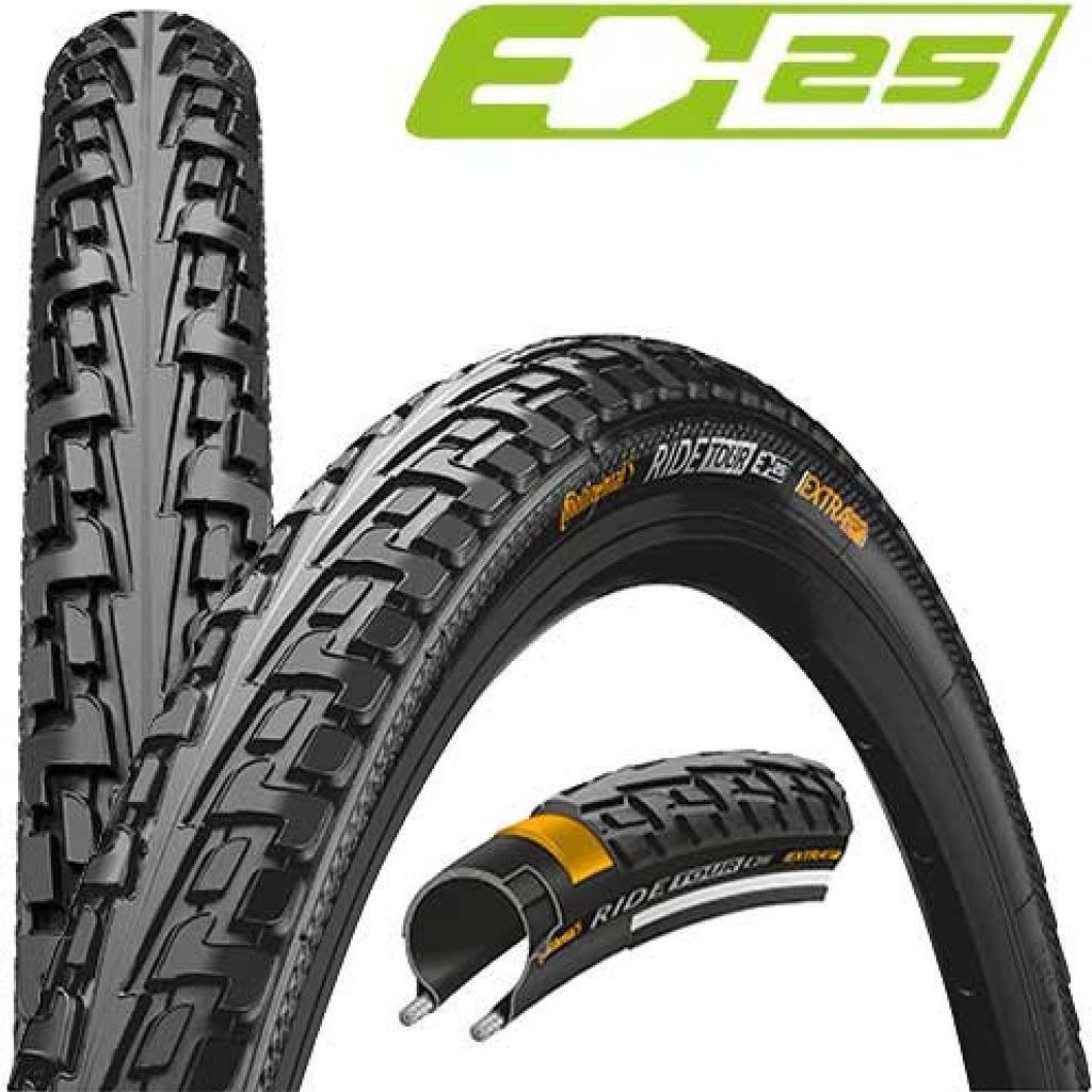 2x Continental Ride Tour E-25 Reifen 28x1.60 + 2 Schläuche & Reifenheber - Pannenschutz Für E-Bikes