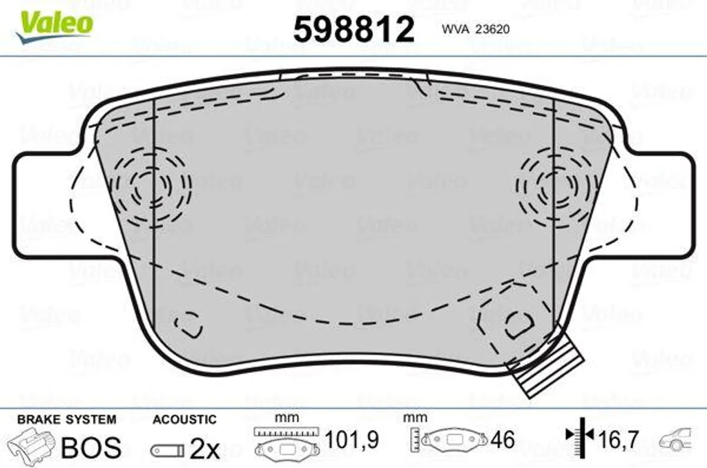 Plaquettes de Frein pour Toyota Corolla et Avensis - Valeo Réf 598812