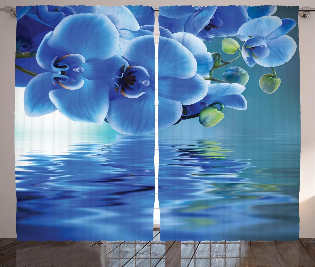 Tenda Universale Blu 280x245 cm ABAKUHAUS - Fiori e Orchidee Naturali