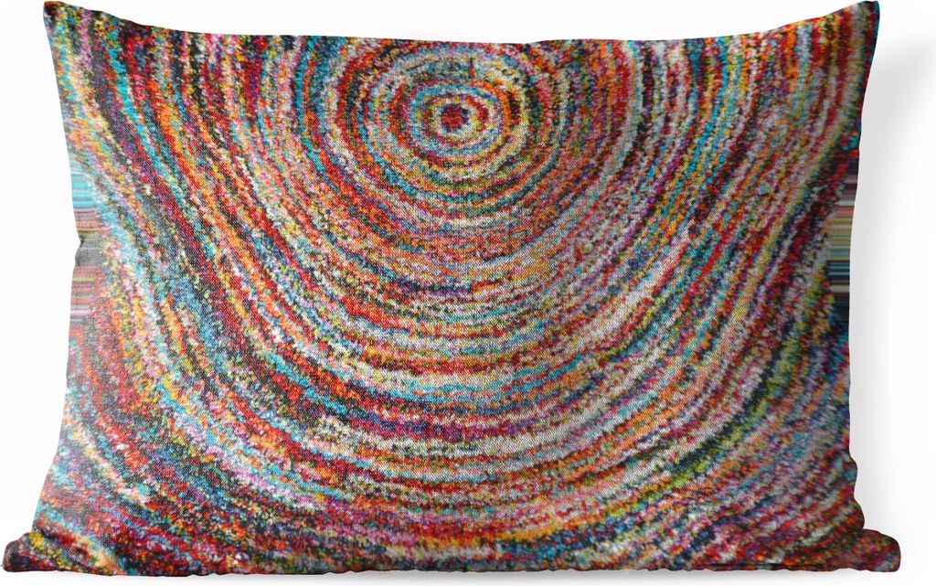 MuchoWow Outdoor Kissen - Kreis - Farben - Teppichboden - 60x40 cm - Wetterfest - Lounge Kissen - Zierkissen - Kissen für Innenräume