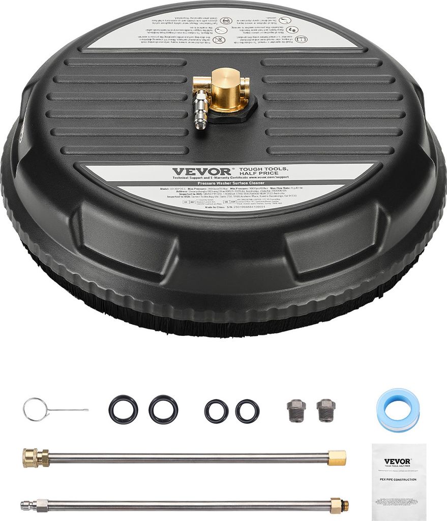 VEVOR 385 mm Hochdruckreiniger-Oberflächenreiniger, Flächenreiniger aus Kunststoff auf Rädern, max. 276 bar, 0,635 cm Anschlussstück 2 Sprühd...