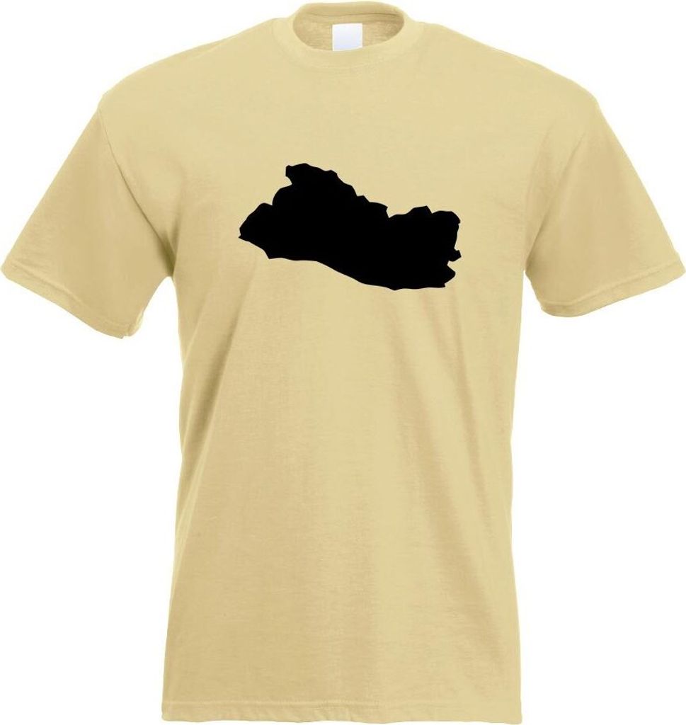Kiwistar - T-Shirt - Khaki - EL Salvador Umriss Kontur Herren Funshirt Bedruckt Design Sprüche Spruch Motive - mit Motiv Bedruckt - Funshirt Desig...