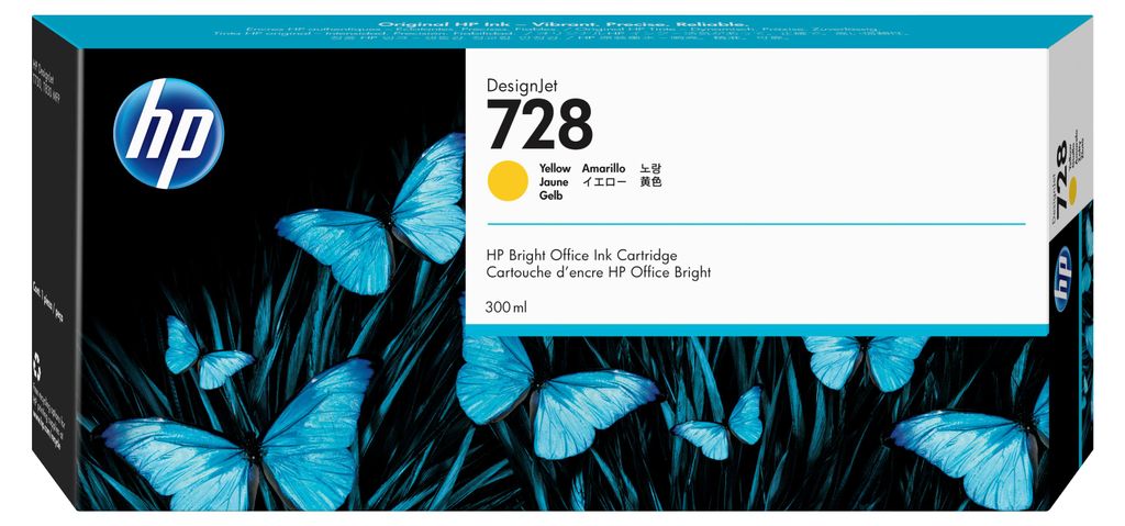 HP 728 Gelb DesignJet Druckerpatrone, 300 ml, HP DesignJet Produktbild 