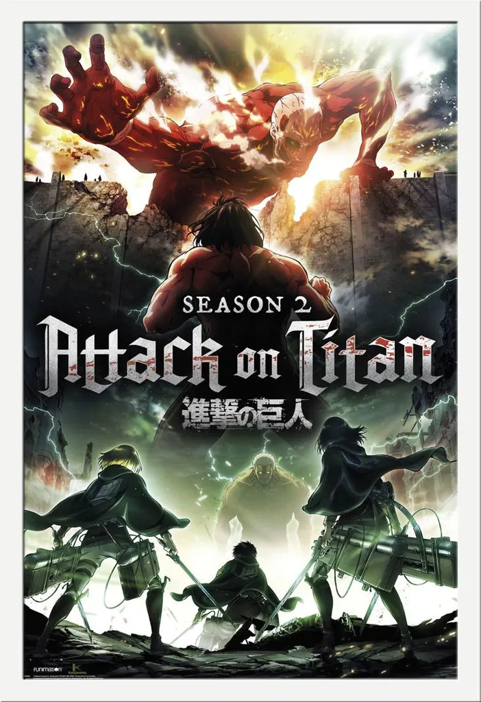 Poster Attack on Titan Saison 2 avec Cadre Amovible Shinsuke MDF Blanc
