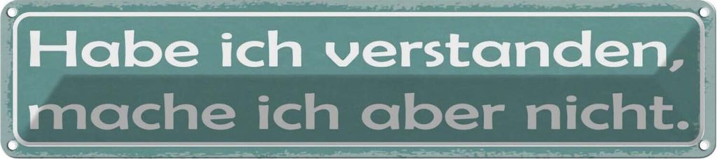 vianmo Blechschild 10x46 cm Habe ich verstanden, mache Spruch Zitat