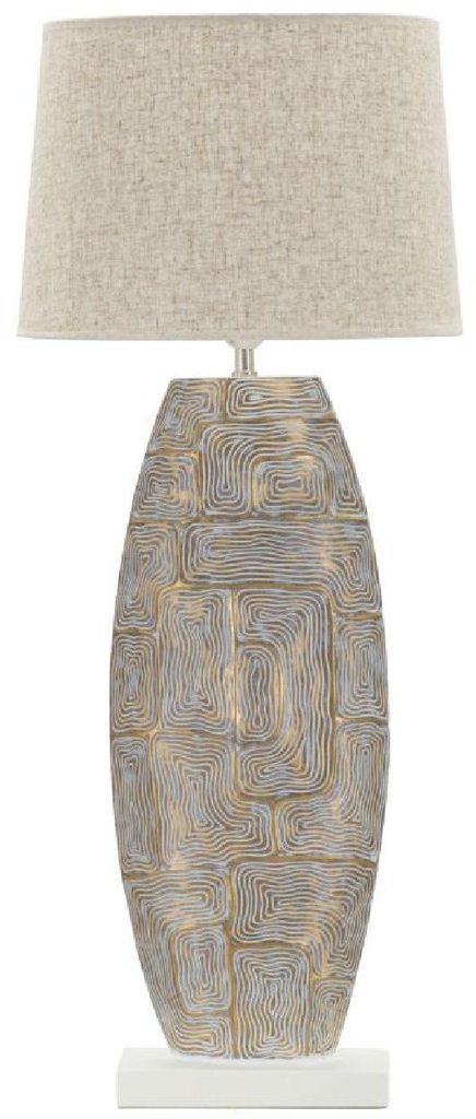 Mauro Ferretti Tischleuchte ECLIPS TOWER Gold-Weiß 38x90 cm Produktbild 