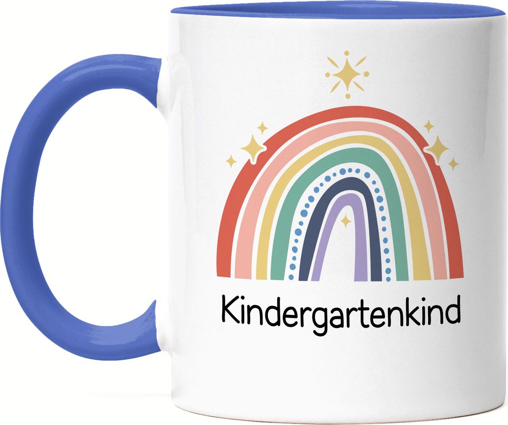 Kindergartenkind Tasse Blau Geschenk Kindergarten Start Kita Regenbogen Sterne Buntes Motiv