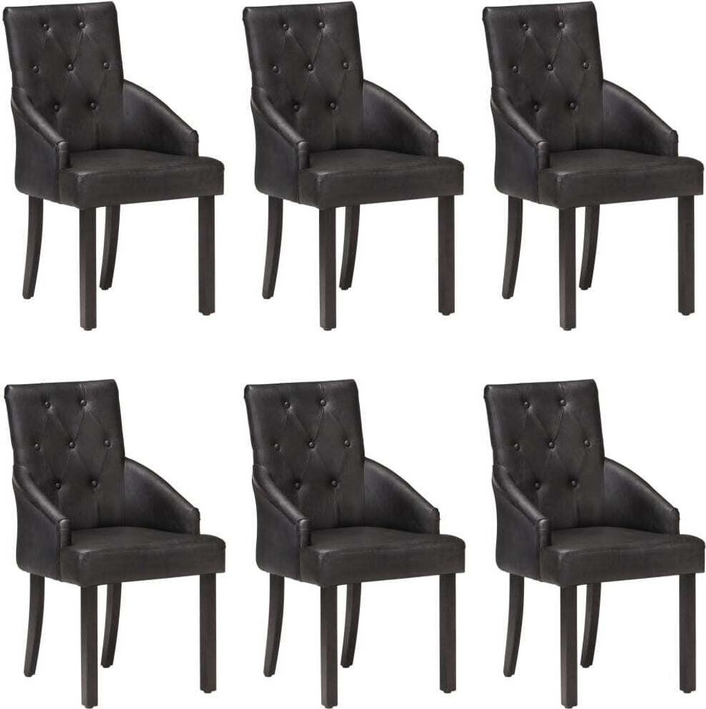 Cloris Designermöbel Esszimmerstühle 6er Set Schwarz Echtes Ziegenleder 2024 Neu