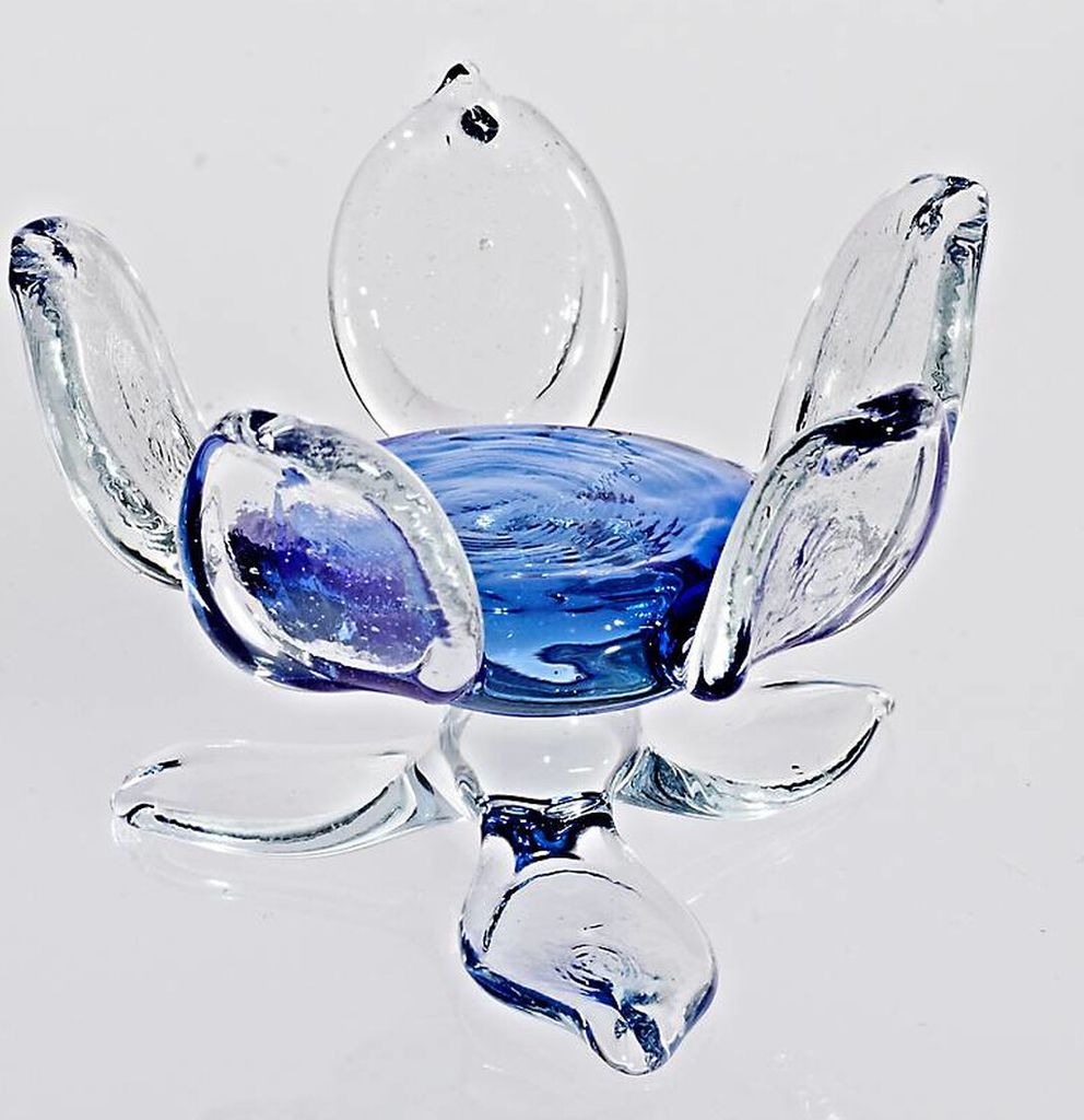 Teelichthalter blau Flower Blumen 7,5cm, aus Kristallglas