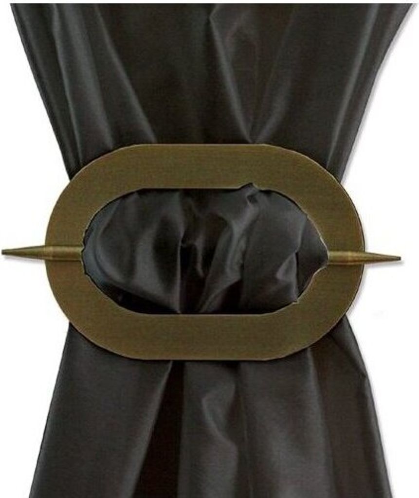 Interdeco Dekospangen / Raffspangen für Gardinen Messing Antik, Typ Avos Oval, Pack. 2 Stück