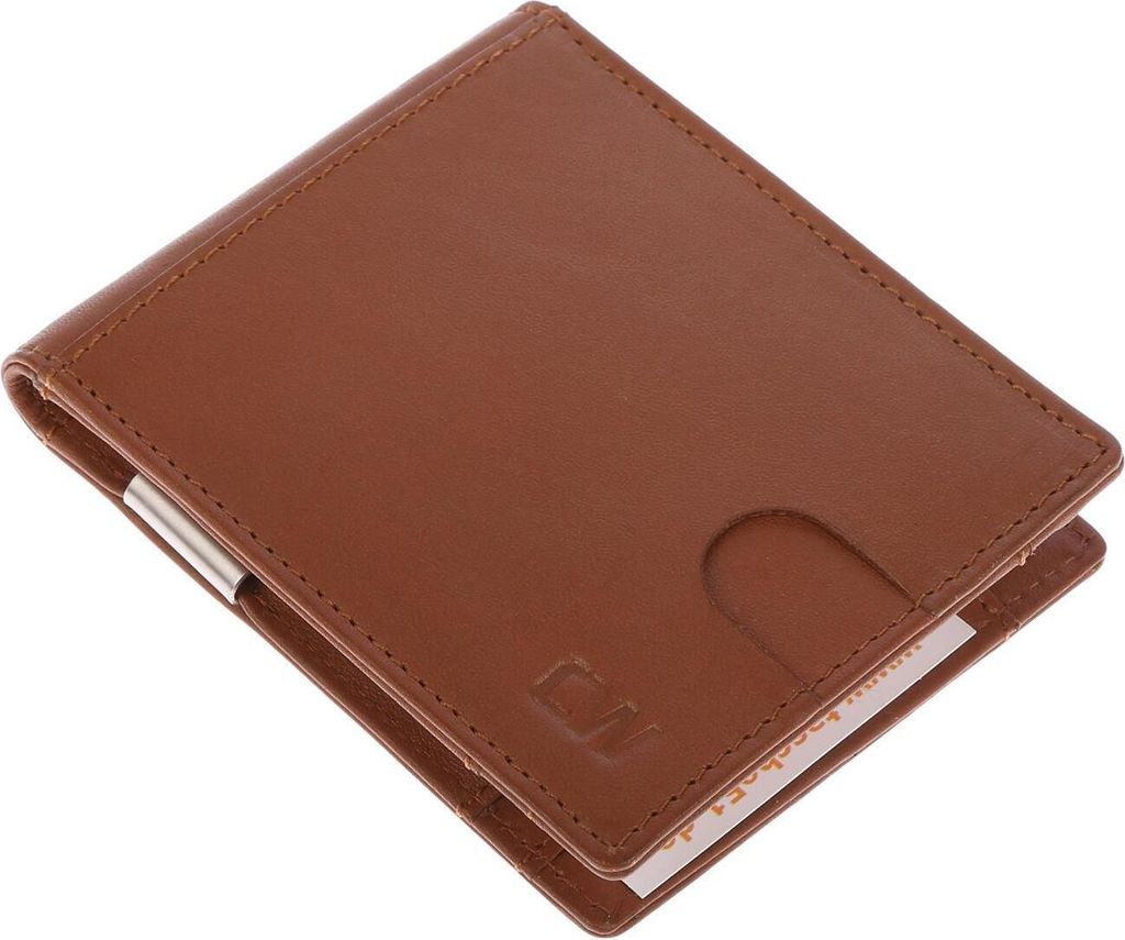 Christian Wippermann Herren Echt Leder RFID Slim Geldbörse Geldklammer Portemonnaie Geldbeutel Cognac