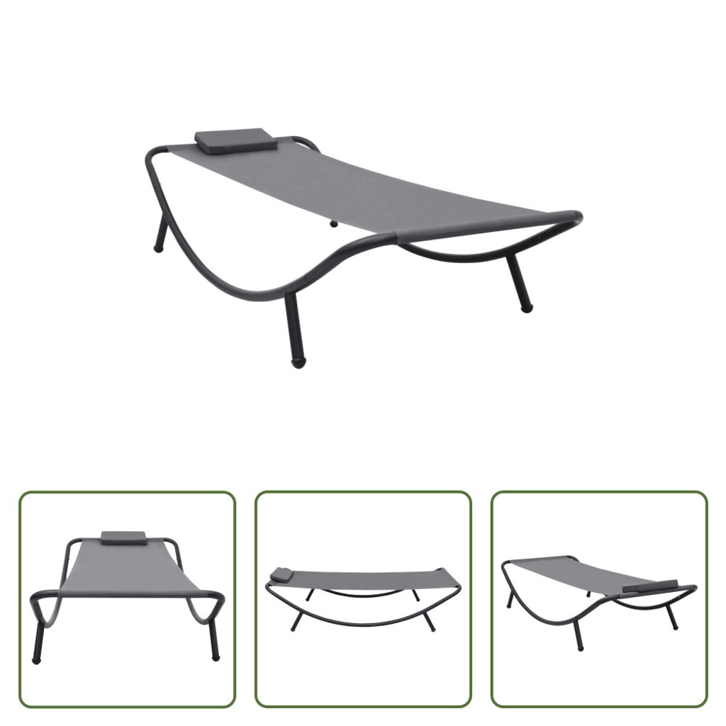 The Living Store Gartenbett Grau 200×90 cm Stahl Produktbild 