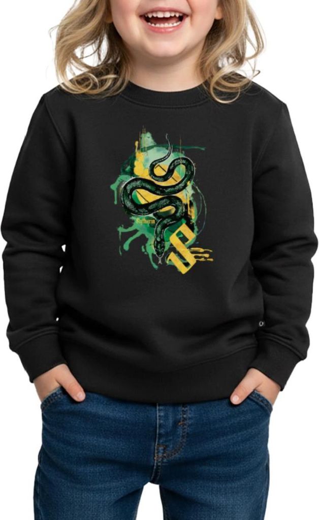 Spreadshirt Harry Potter Haus Slytherin Schlange Kinder/Teenager Premium Pullover, 134/140 (8 Jahre), Schwarz