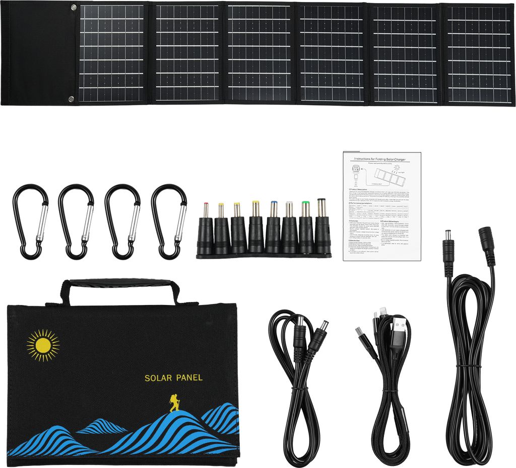 6-fache 50-W-Solarpanel-Falttasche, Dual-USB + DC-Ausgang, Produktbild 