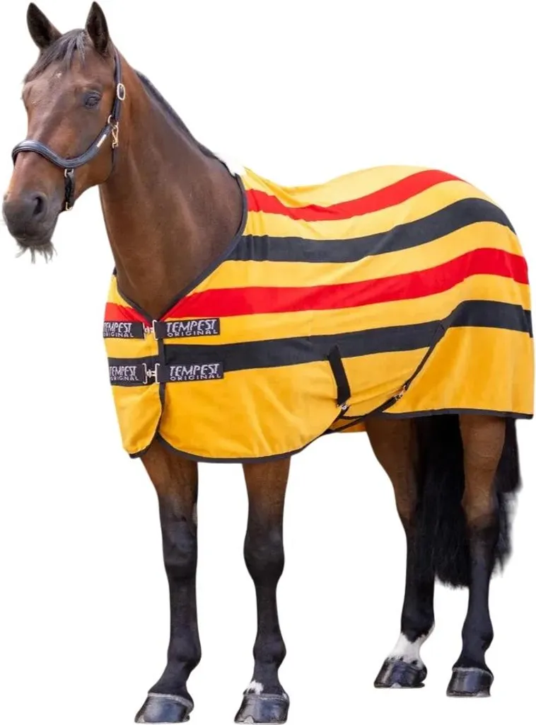 Tempest - Tappeto per cavalli in pile a strisce standard "Original Newmarket" ER2248 (152 cm) (giallo/navy/rosso)