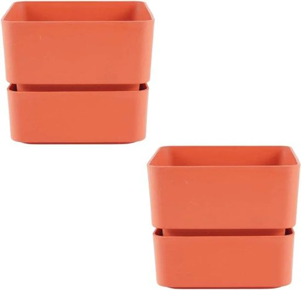Petit pot carré pour fleurs 12 cm avec drainage optimal en plastique