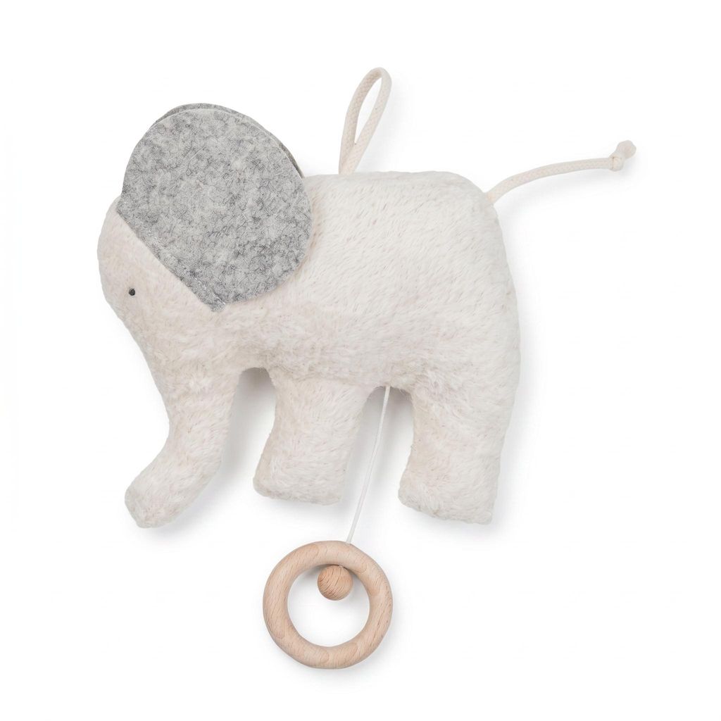 Efie Baby Spieluhr Elefant Filz – Melodie Mozarts Wiegenlied, Kuschelspieluhr aus kbA Baumwolle, Germany