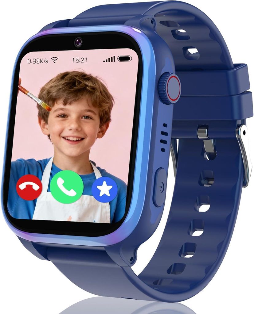 4G Kinder Smartwatch mit GPS, Telefon, HD Videoanruf, SOS-Notruf, Voice Chat, Schulmodus, Wecker, wasserdichte Smartwatch für Jungen & Mädchen