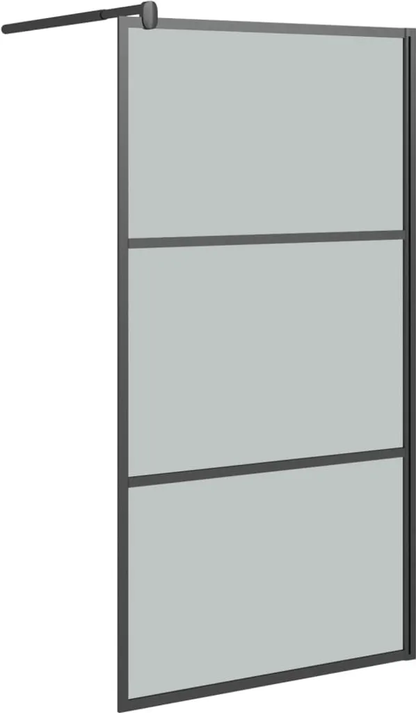 vidaXL Paroi de douche italienne 100x195 cm verre ESG foncé noir mat