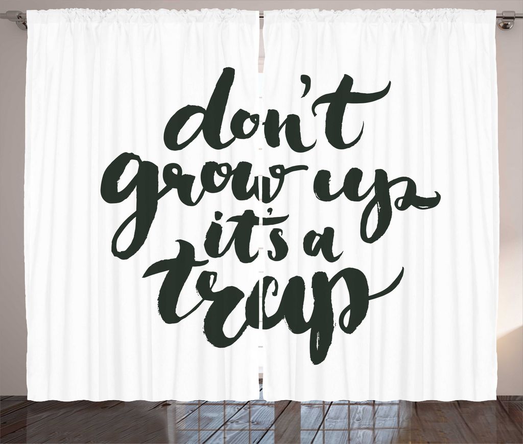 ABAKUHAUS Zitat Rustikaler Gardine, Werde nicht erwachsen, es ist eine Falle, Schlafzimmer Kräuselband Vorhang mit Schlaufen und Haken, 280 x 245 ...