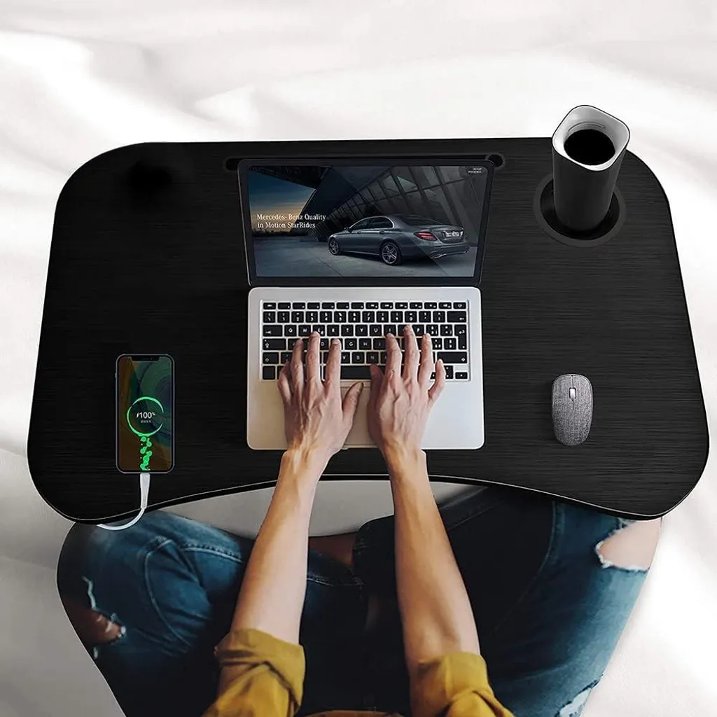 Table petit déjeuner au lit et support PC portable pliable polyvalent - 2