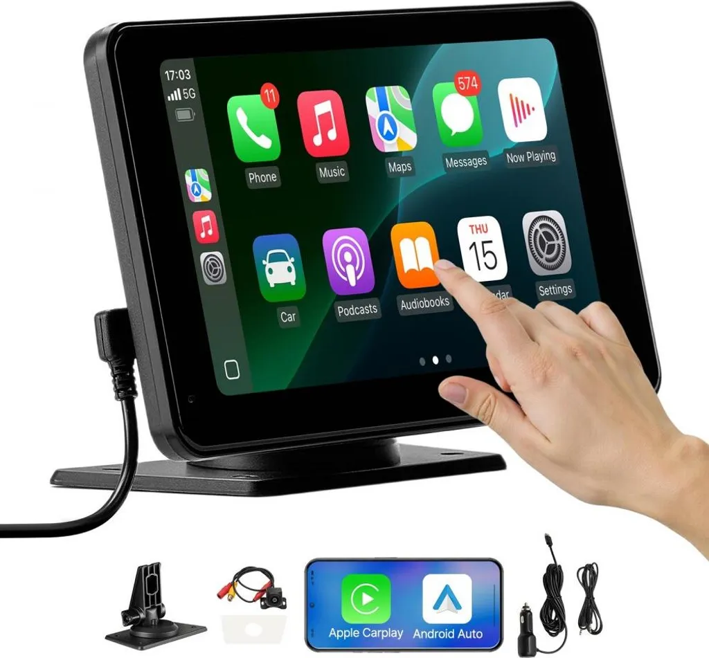 Système Multimédia de Voiture avec CarPlay et Écran Tactile 177,8 mm