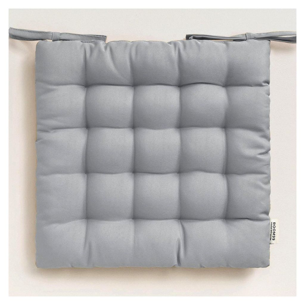 Aura Stuhlkissen 40 x 40 x 4,5 cm mit Bändern, Zierkissen für Stühle, Boden- und Bodenkissen, für Outdoor und Indoor, hellgrau, 1 Stück