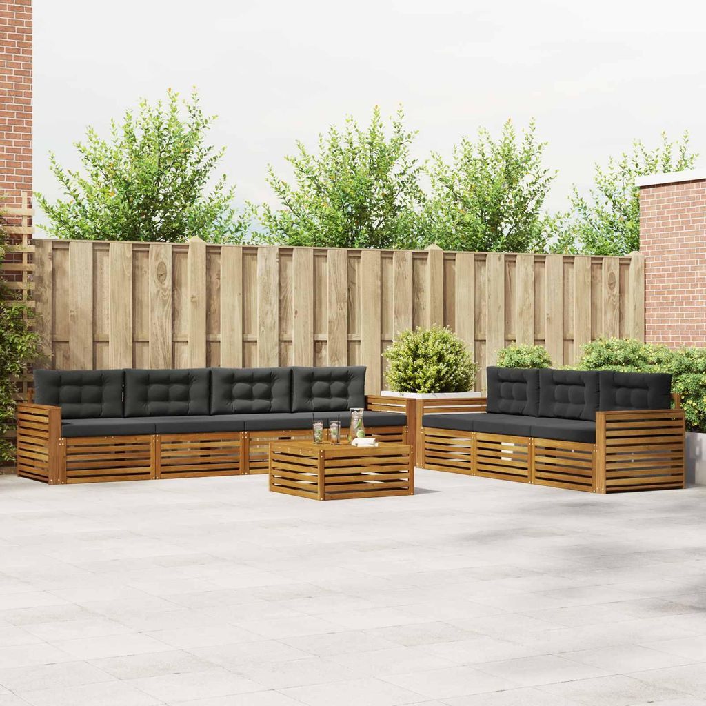 "Neues Produkt" Outdoor-Sofagarnitur ANTI-UV - CLORIS - mit Kissen - 8 pcs - Natur und Anthrazit - Modern Gartensofas V1135