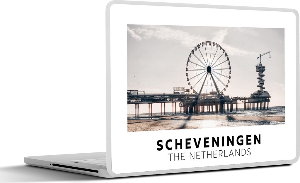 MuchoWow Laptop Aufkleber Sticker Cover Niederlande - Strand - Riesenrad 25x18 cm - Laptop-Deko