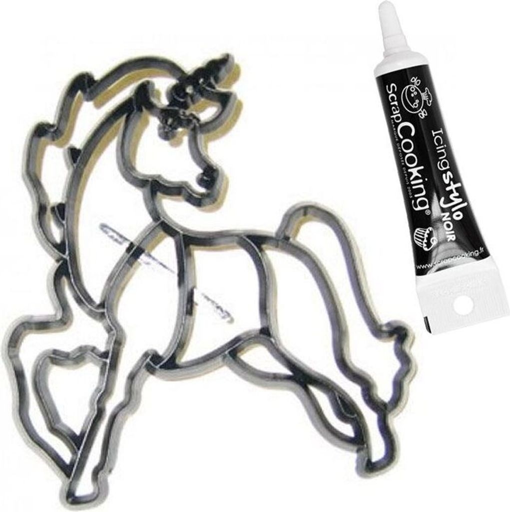 Ausstechform Einhorn + Icing schwarzen Stift