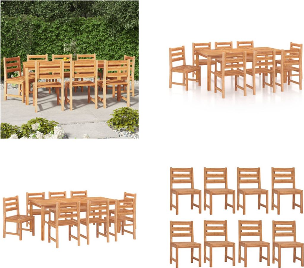 vidaXL 9 tlg. Garten Essgruppe Massivholz Teak - Garten-Essgruppe - Garten-Essgruppen - Gartenmöbel - Terrassenmöbel