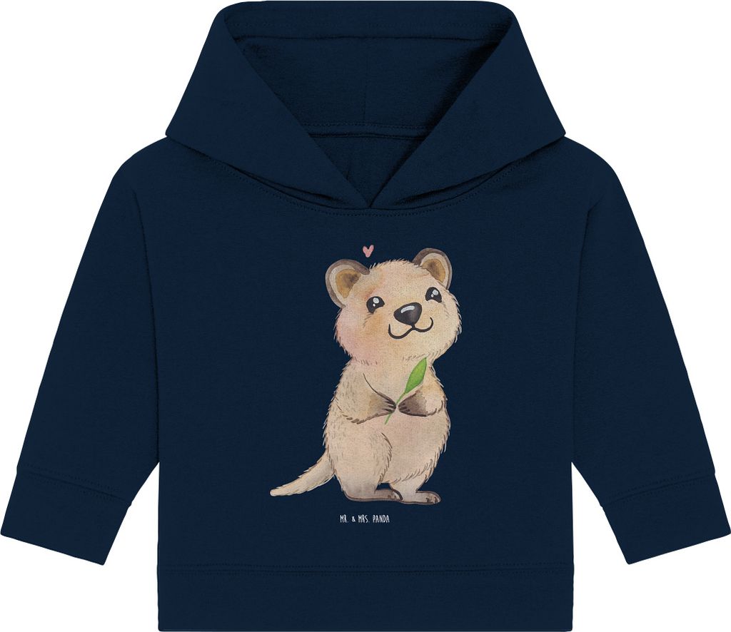 Mr. & Mrs. Panda Organic Baby Hoodie Quokka Happy 12. - 18. Monat - French Navy - Geschenk, Lustiger Spruch, Aufschieberitis, Dinge Erledigen, Kapu...