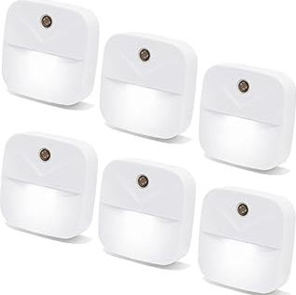 Nachtlicht Steckdose mit Dämmerungssensor, 6 Stück weiß LED Lampe, Sensor Smart Nachtlicht LED für Kinderzimmer, Schlafzimmer, Badezimmer, Gang...