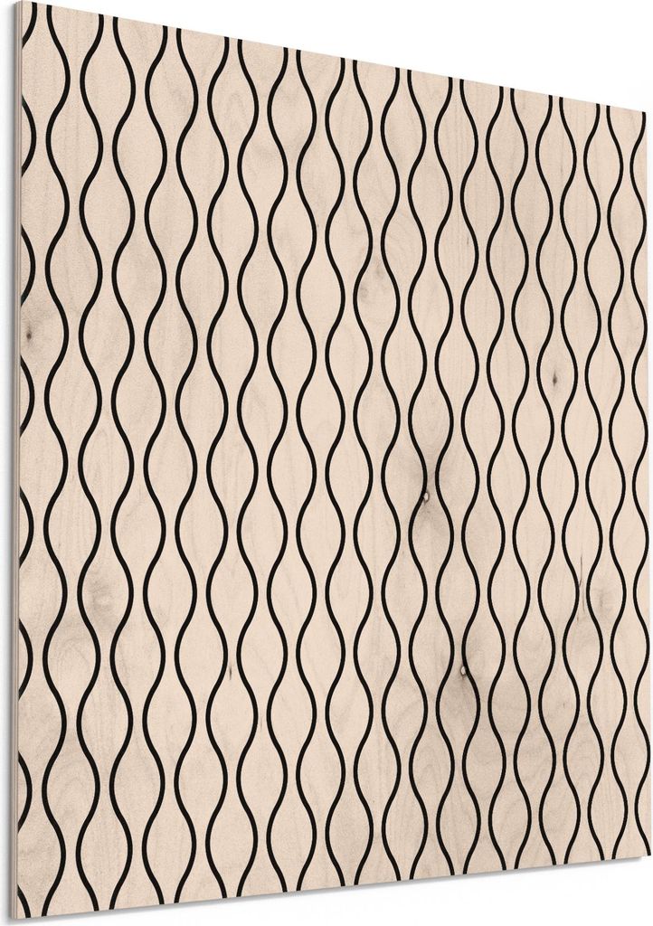 DEQORI Holzbild 50x50 cm 'Wellen im Takt' Bild auf Holz Wandbild Kunstdruck nachhaltig