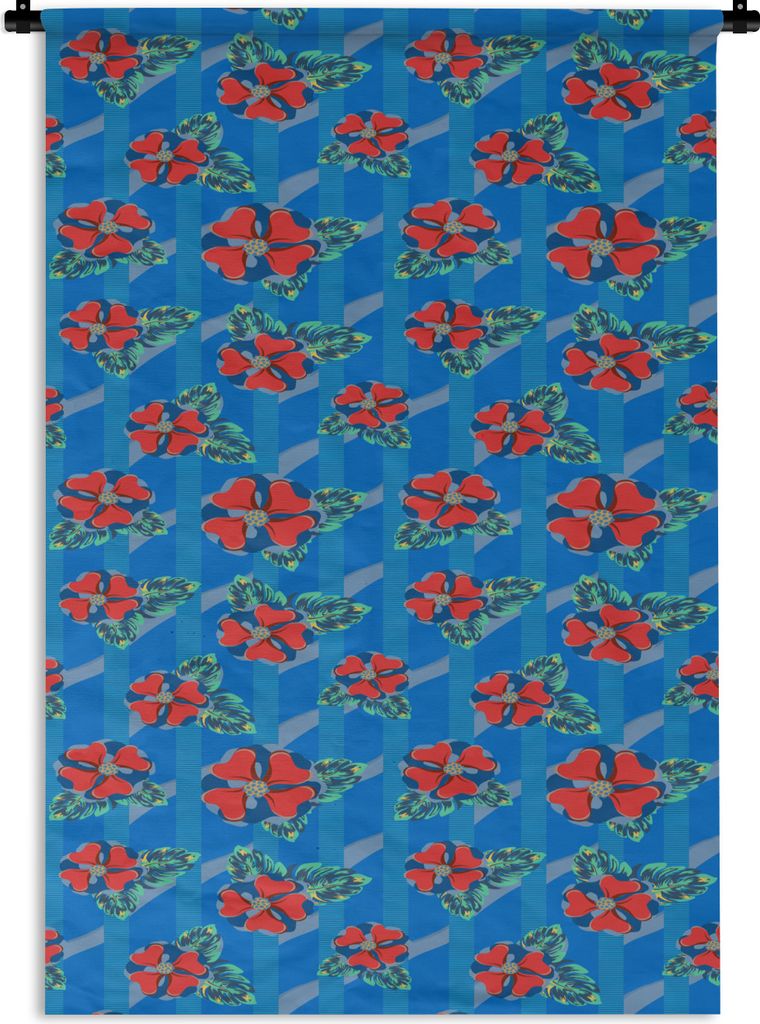 MuchoWow Wandteppich Wandbehang Hibiskus - Hawaii - Rot - Muster - Blume 120x180 cm Tapisserie Dekoration Wandtuch - Schlafzimmer - Dekorationen ...