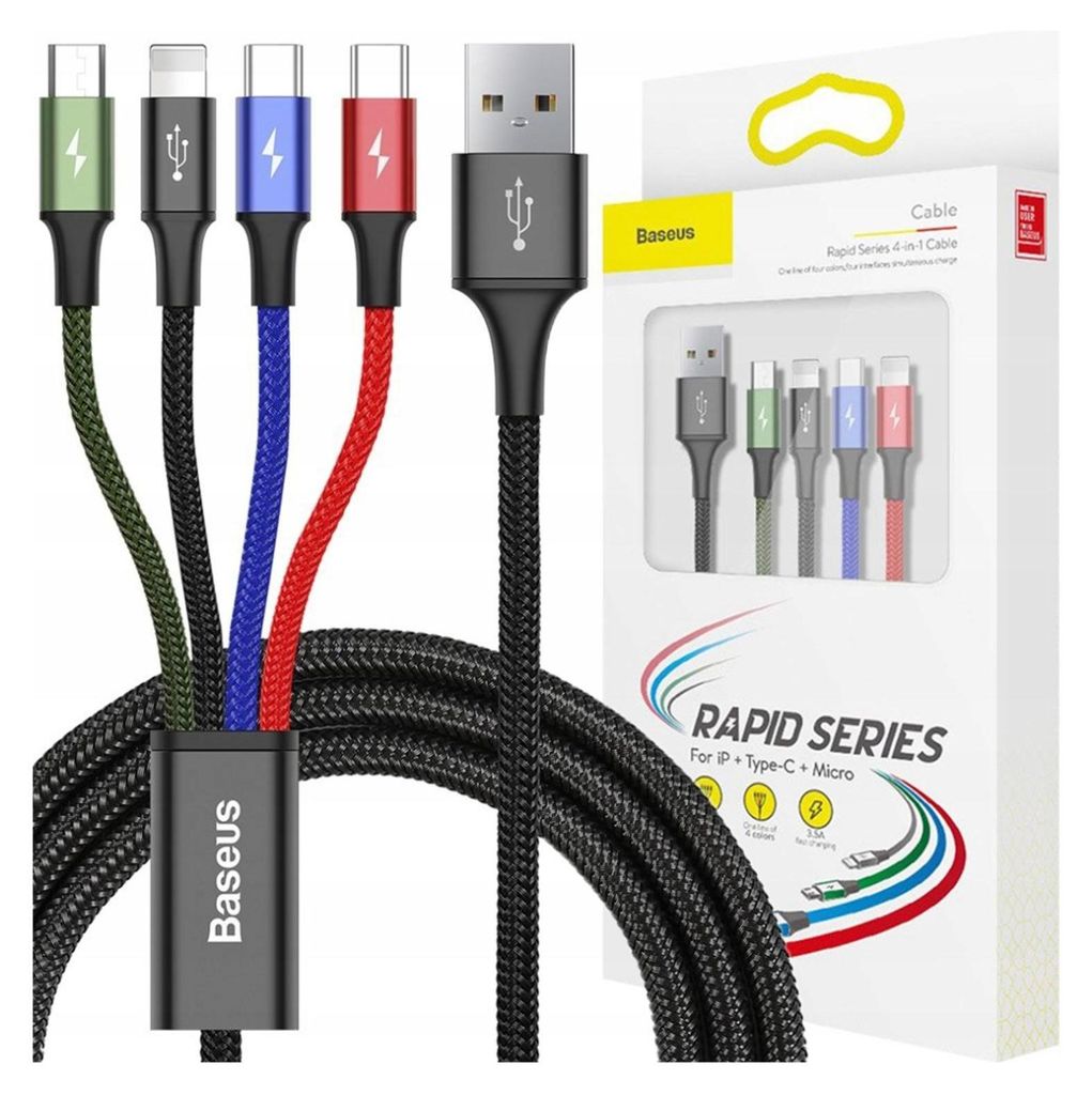 Cavo Usb Baseus Fast 4W1 2Xusb-C / Lightning / Micro 3,5A Immagine del prodotto 